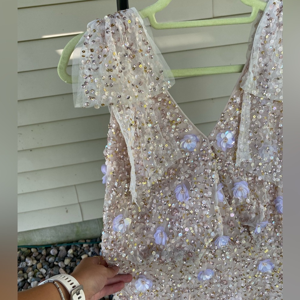 Like New Adrianna Papelle Beaded Mini Dress Bachelorette Bridal Shower Wedding